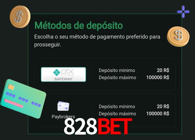 O cassino 828BET oferece uma grande variedade de métodos de pagamento